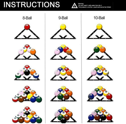 6PCS Magic Ball Rack Holder Sheet Triangle Cue Accessories for 8, 9, and 10 Ball